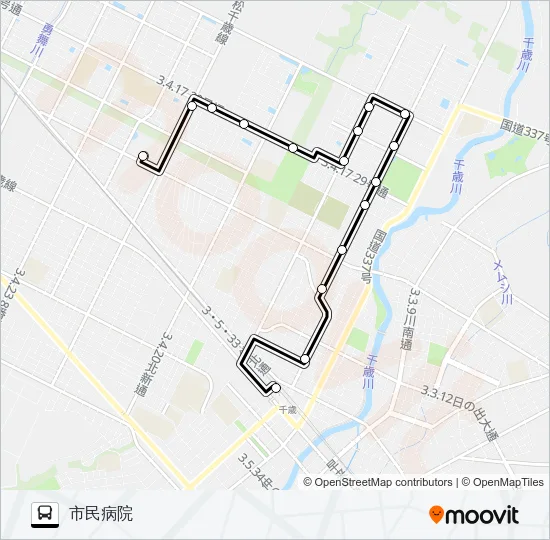 ２２稲穂団地線 Bus Line Map