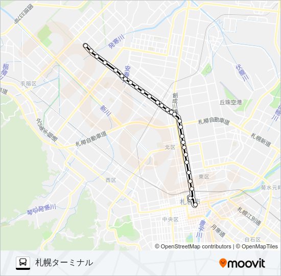 ９花川南団地線 バスの路線図