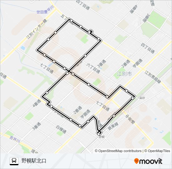 Ａ野幌見晴台線 Bus Line Map