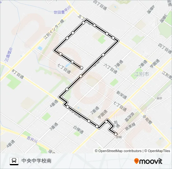Ｃ野幌見晴台線 バスの路線図