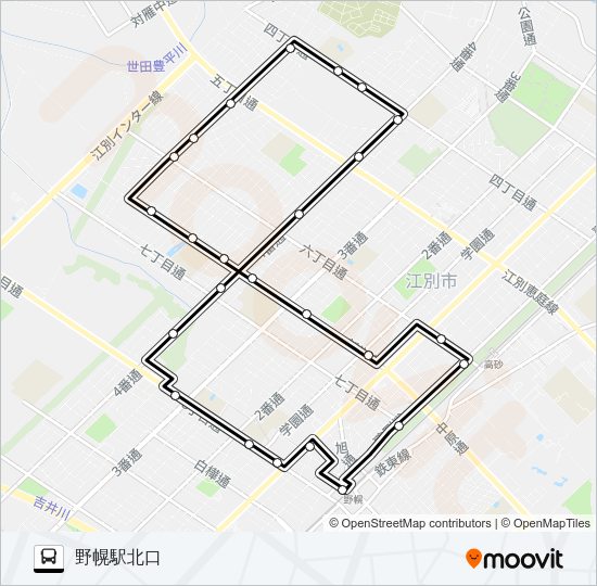 Ｄ野幌見晴台線 バスの路線図
