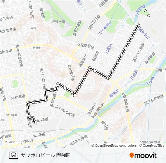 ビ６８伏古札苗線 バスの路線図