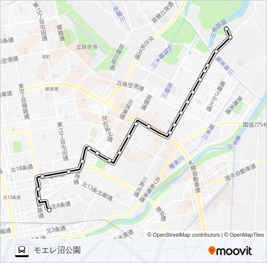 ビ６８伏古札苗線 Bus Line Map