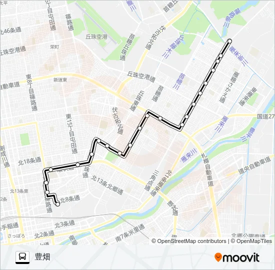 ビ６８伏古札苗線 Bus Line Map