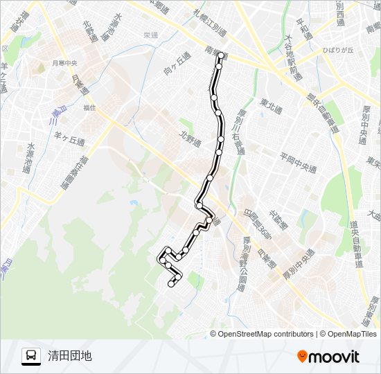 南７７清田団地線 Bus Line Map
