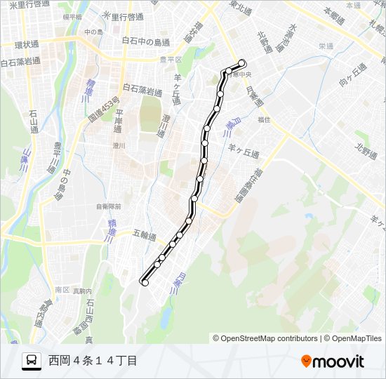 月８２西岡月寒線 バスの路線図