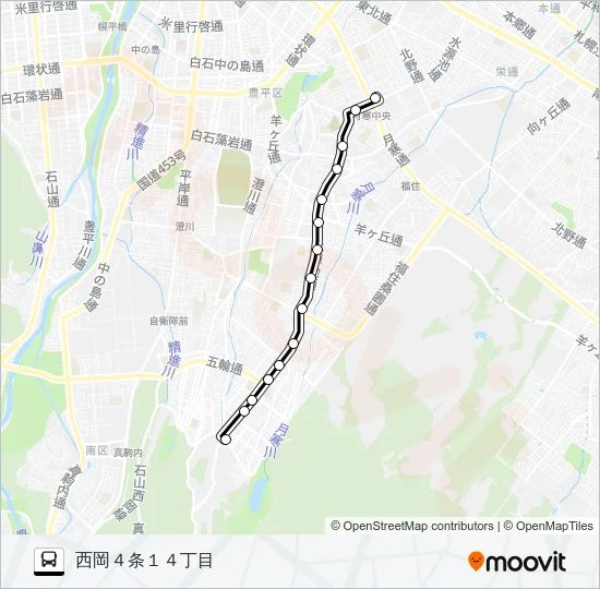 月８２西岡月寒線 バスの路線図