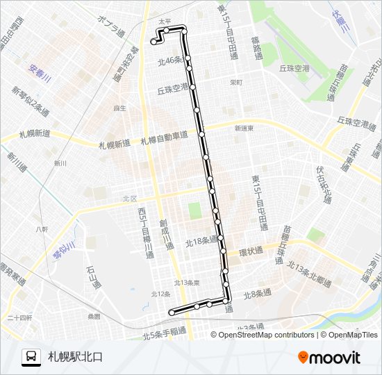 東１９北光北口線 bus Line Map