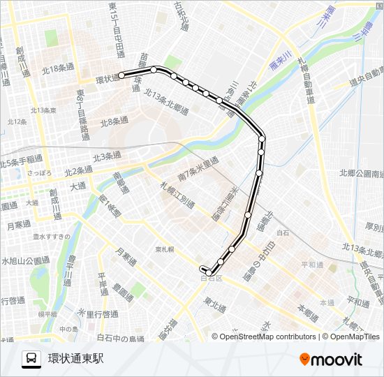 東６０北１５条線 Bus Line Map