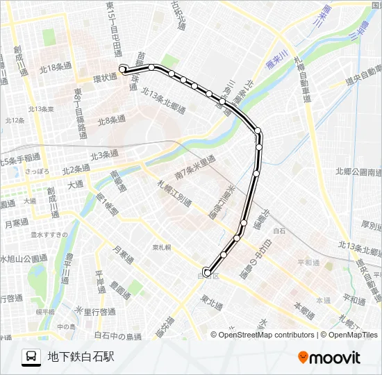 東６０北１５条線 バスの路線図