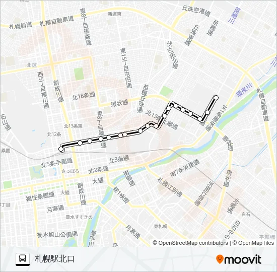 東６３苗穂北口線 Bus Line Map
