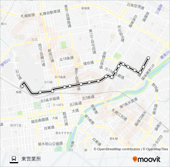 東６３苗穂北口線 Bus Line Map