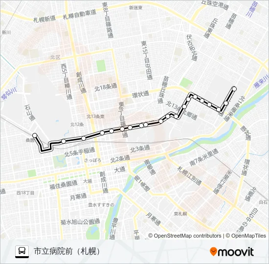 東６３苗穂北口線 Bus Line Map