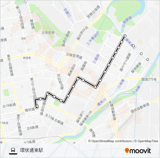 東６８伏古札苗線 バスの路線図