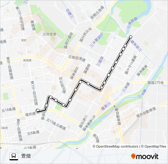 東６８伏古札苗線 Bus Line Map