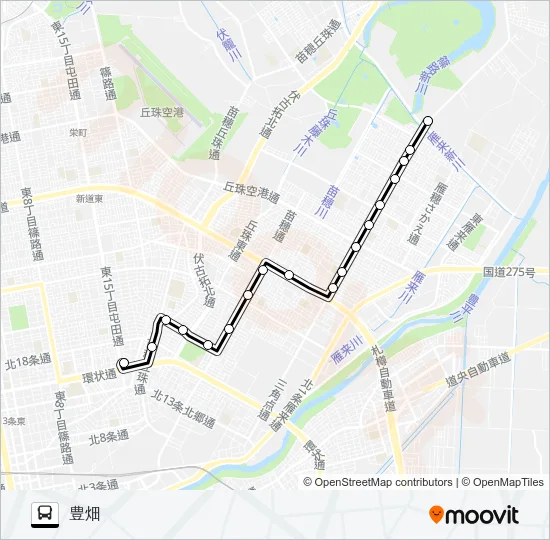 東６８伏古札苗線 バスの路線図