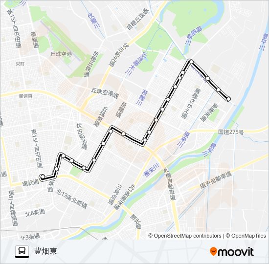 東６８伏古札苗線 Bus Line Map