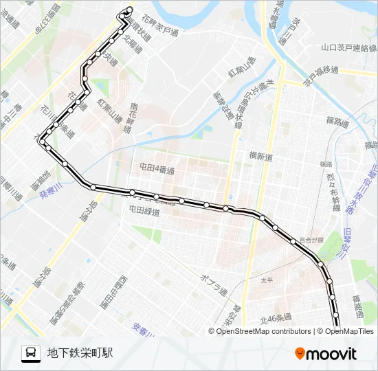 栄１９栄町花川線 Bus Line Map