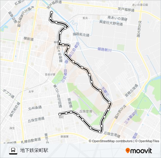 栄２１栄町篠路線 bus Line Map