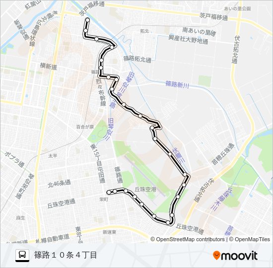 栄２１栄町篠路線 バスの路線図