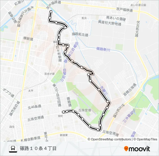 栄２１栄町篠路線 バスの路線図