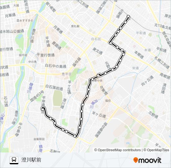 澄７８澄川白石線 bus Line Map