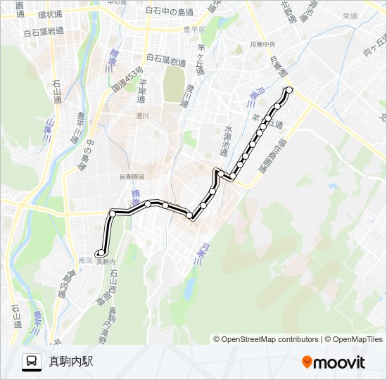 真１０４真駒内線 バスの路線図