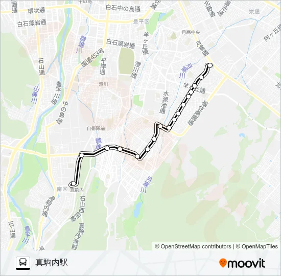 真１０４真駒内線 バスの路線図