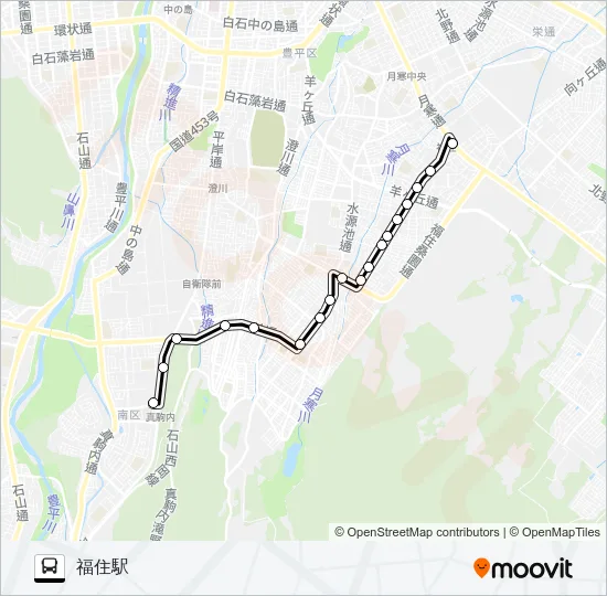 真１０４真駒内線 Bus Line Map