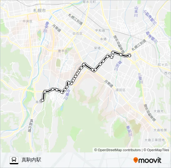 真１０５真駒内線 バスの路線図