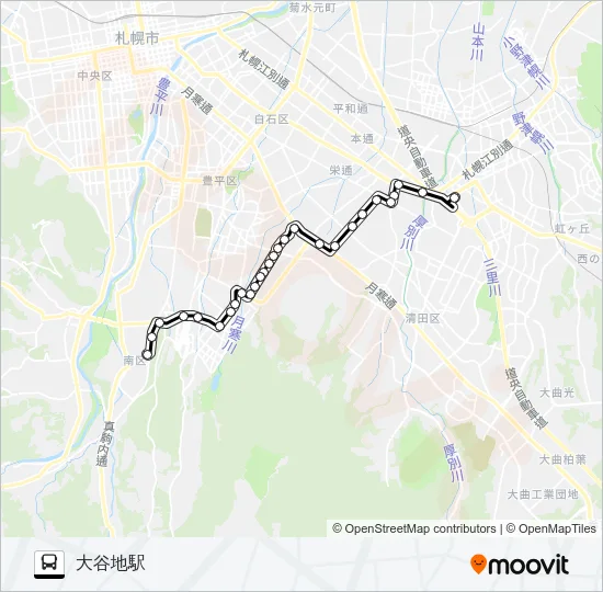 真１０５真駒内線 バスの路線図