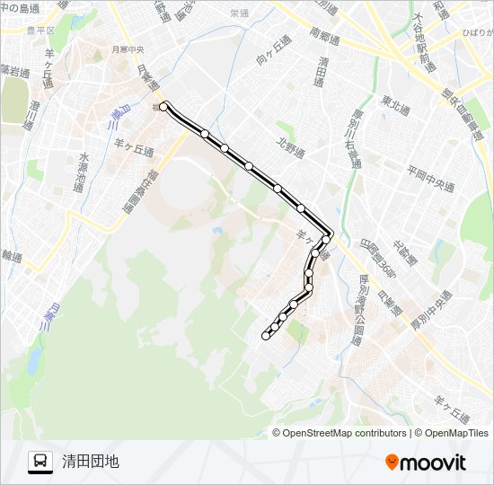 福８６清田団地線 バスの路線図
