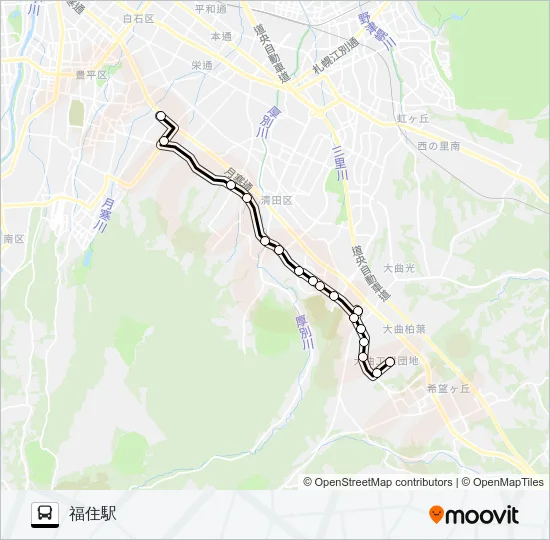 福９５美しが丘線 バスの路線図