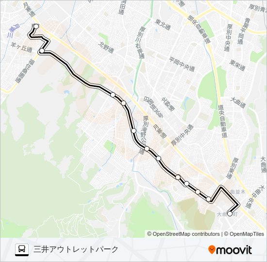 福９５美しが丘線 バスの路線図