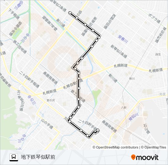 西４８新川発寒線 Bus Line Map