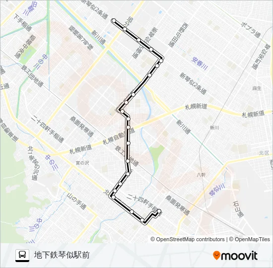 西４８新川発寒線 バスの路線図