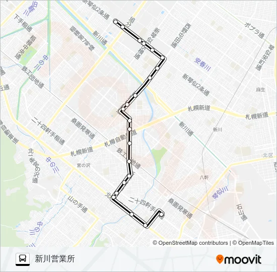 西４８新川発寒線 バスの路線図
