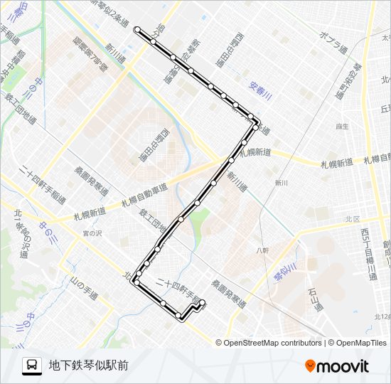 西４９新川発寒線 Bus Line Map