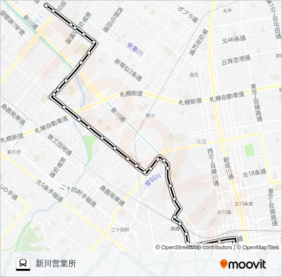西７１新川八軒線 Bus Line Map