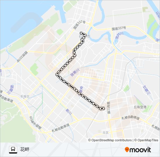 麻１３花畔団地線 バスの路線図