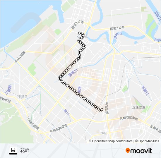 麻１５花畔団地線 バスの路線図