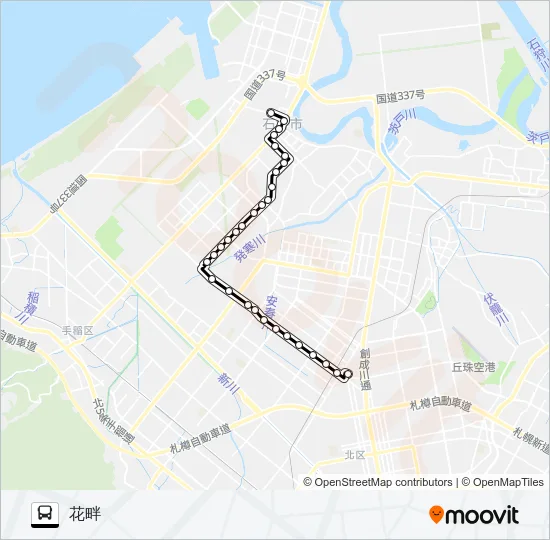 麻１５花畔団地線 Bus Line Map