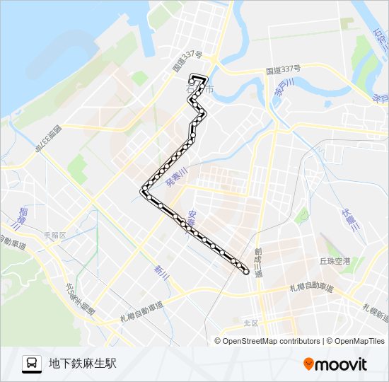 麻１５花畔団地線 bus Line Map