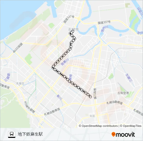 麻１６花畔団地線 バスの路線図