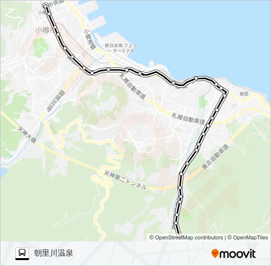 １３朝里川温泉線 Bus Line Map