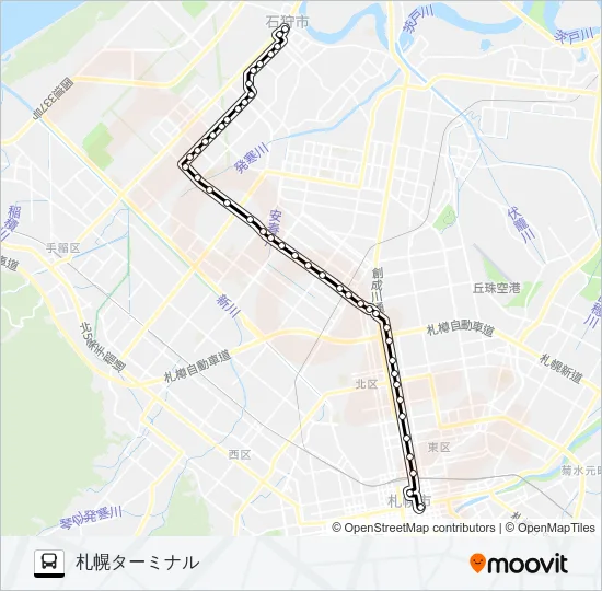 １４花川南団地線 Bus Line Map