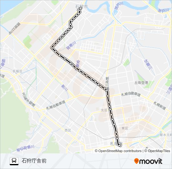 １４花川南団地線 バスの路線図