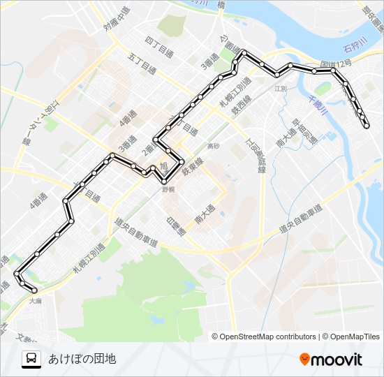 ２２江別２番通線 Bus Line Map