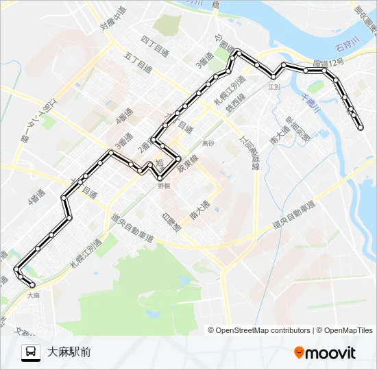 ２２江別２番通線 Bus Line Map