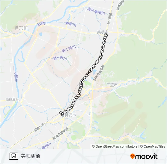 ２４岩見沢美唄線 Bus Line Map